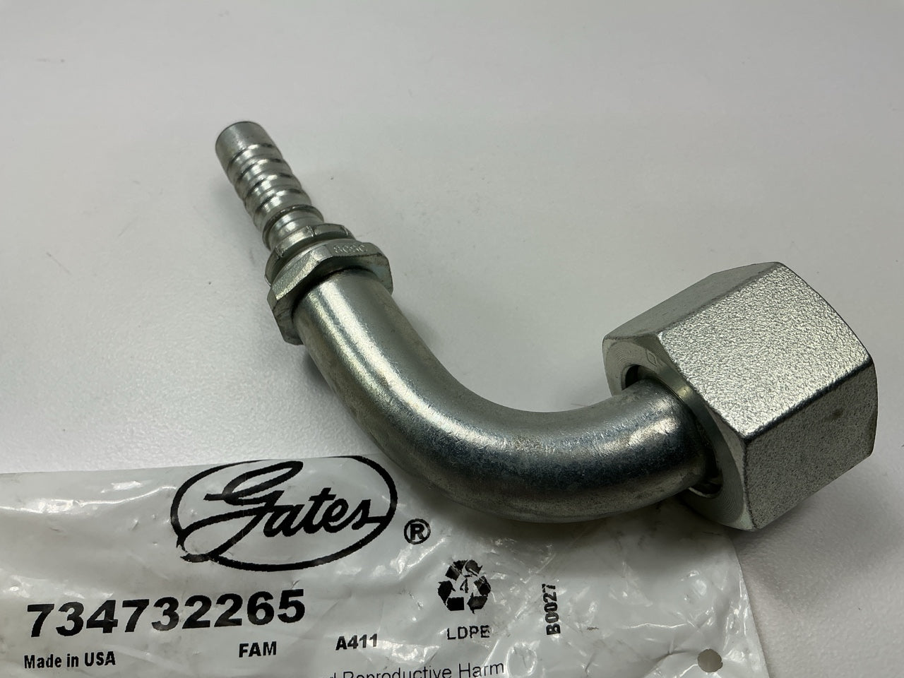 Gates G20239-0812 90° Tube Female Flat-Face O-Ring Swivel Hydraulic Fitting, 1/2