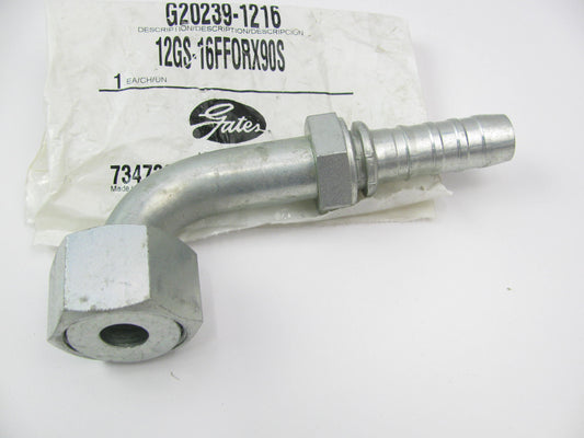 Gates G20239-1216 Hydraulic Fitting 90 Bent Tube Female Swivel GS G-20 3/4'' Hose