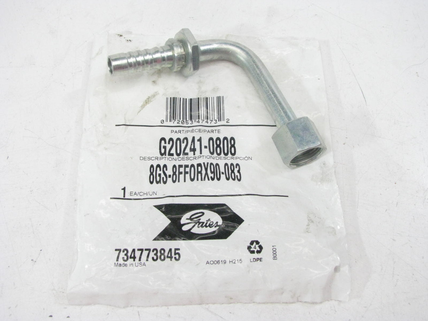 Gates G20241-0808 Hydraulic Female Flat Face Swivel 90 Deg Fitting 1/2'' Hose
