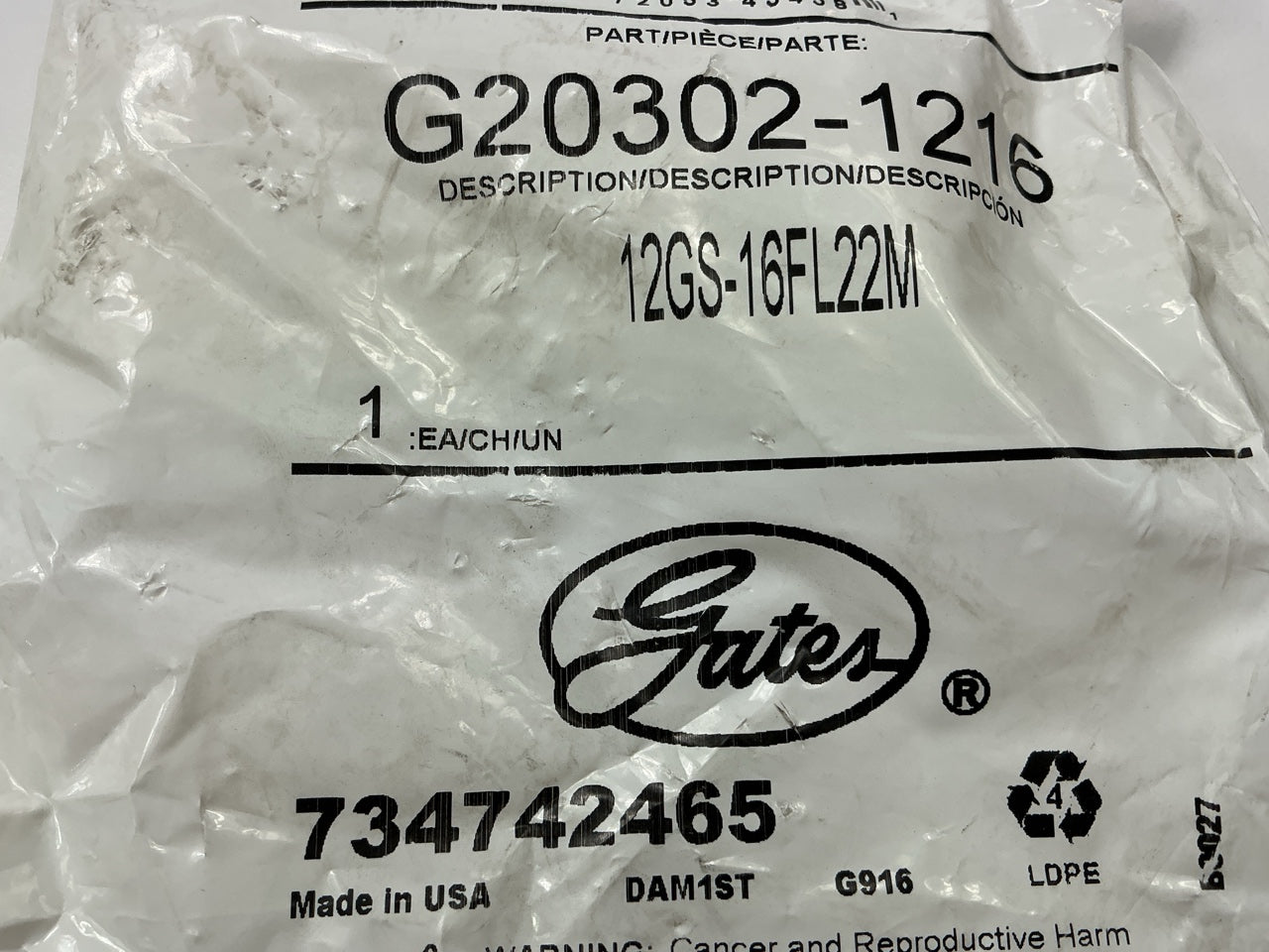 Gates G20302-1216 22-1/2° Tube Code 61 O-Ring Flange Hydraulic Fitting, 3/4''