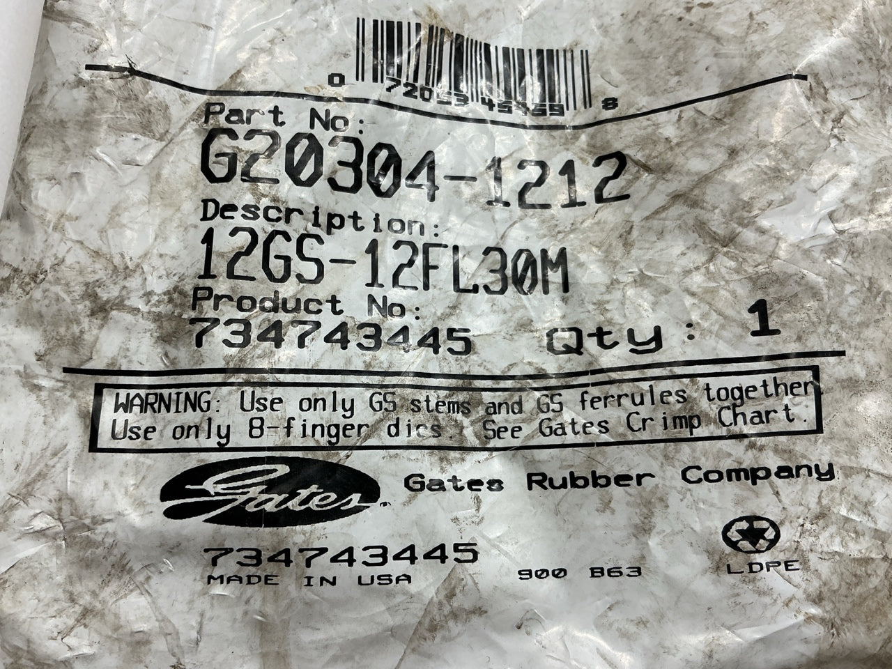 Gates G20304-1212 30° Tube Code 61 O-Ring Hydraulic Flange, 3/4'' - 12GS-12FL30M