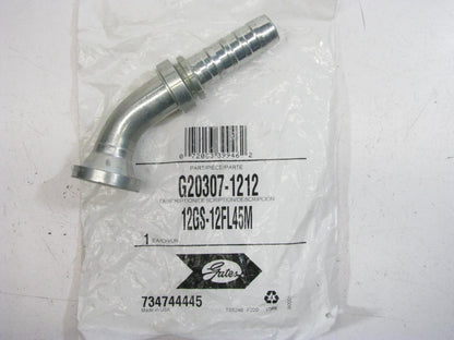 Gates G20307-1212 Hydraulic Fitting 45 Deg Bent Tube Code 61 GS G-20 3/4'' Hose