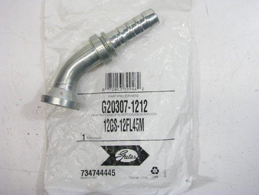 Gates G20307-1212 Hydraulic Fitting 45 Deg Bent Tube Code 61 GS G-20 3/4'' Hose