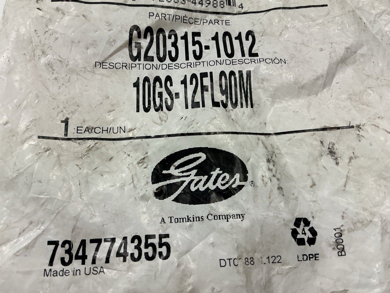 Gates G20315-1012 90° Tube Code 61 O-Ring Flange Hydraulic Fitting, 5/8''