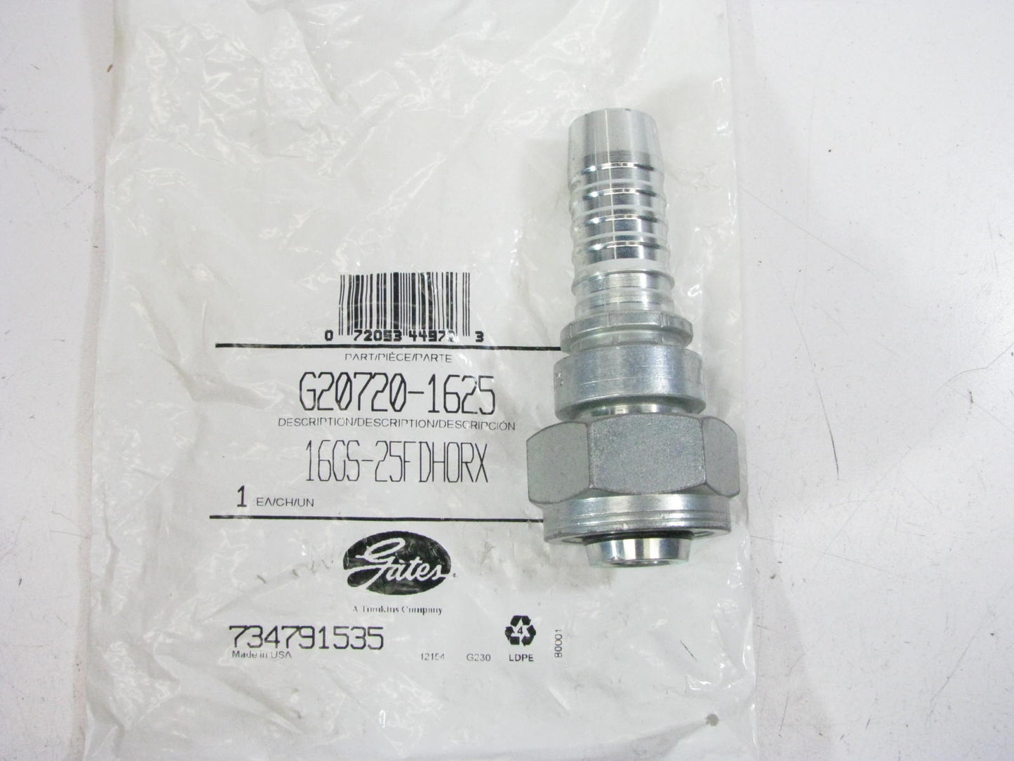 Gates G20720-1625 Hydraulic Fitting Straight Heavy Series G-20 1'' Hose M36 X 2.0