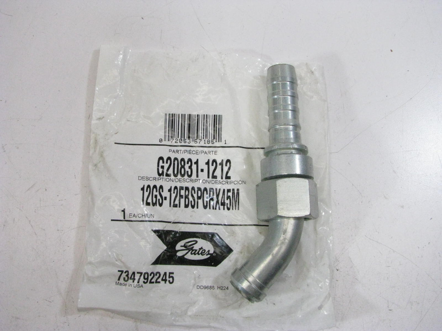 Gates G20831-1212 Hydraulic Fitting Female BSPP 45 Degree G-20 3/4 Hose 3/4''-14