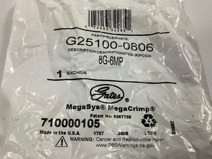 Gates G25100-0806 Male Hydraulic Coupling MegaCrimp, 1/2'' ID, 3/8-18 Thread