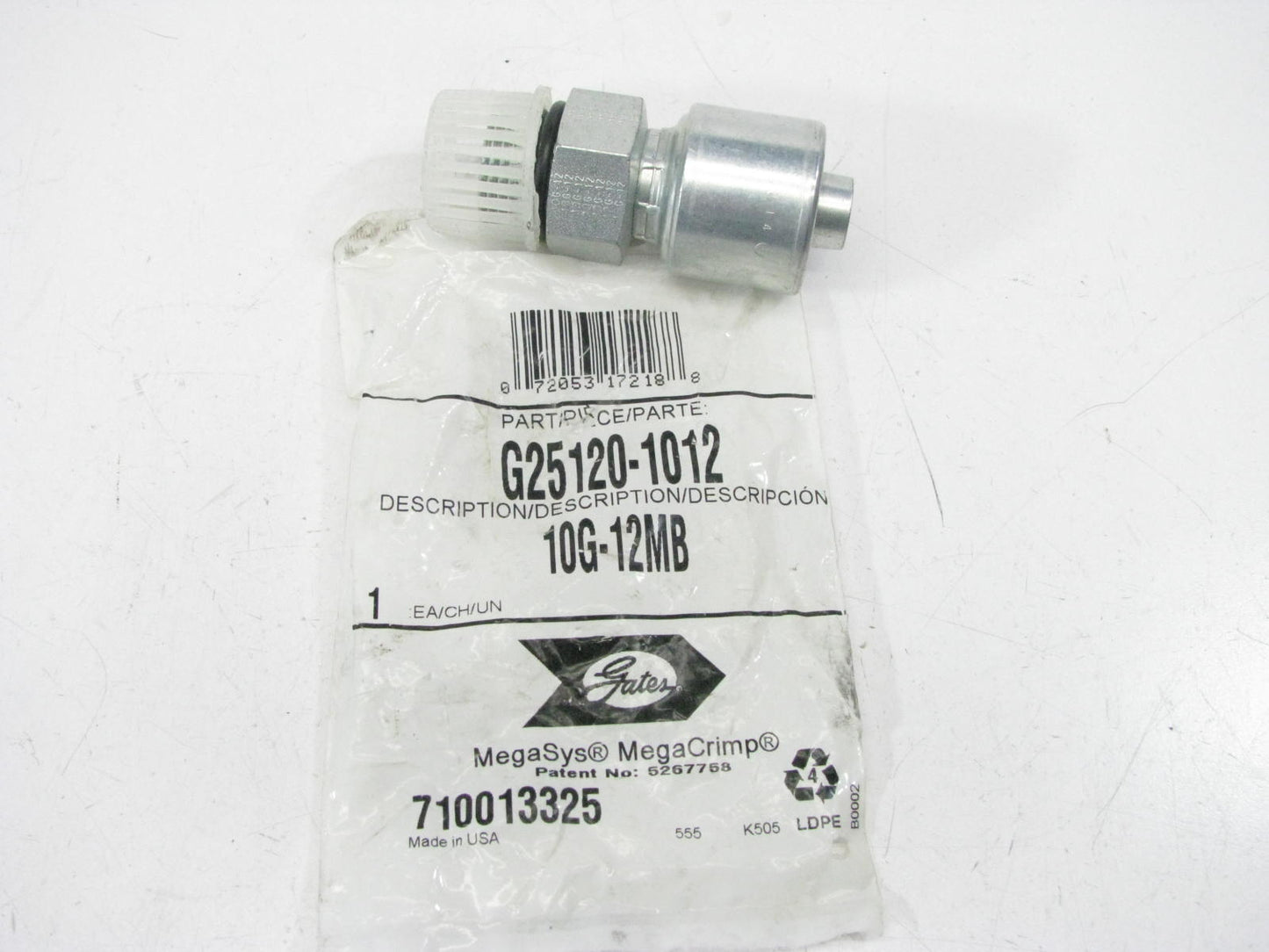 Gates G25120-1012 Hydraulic Fitting Male O-Ring Boss G-25 Coupling 5/8'' Hose