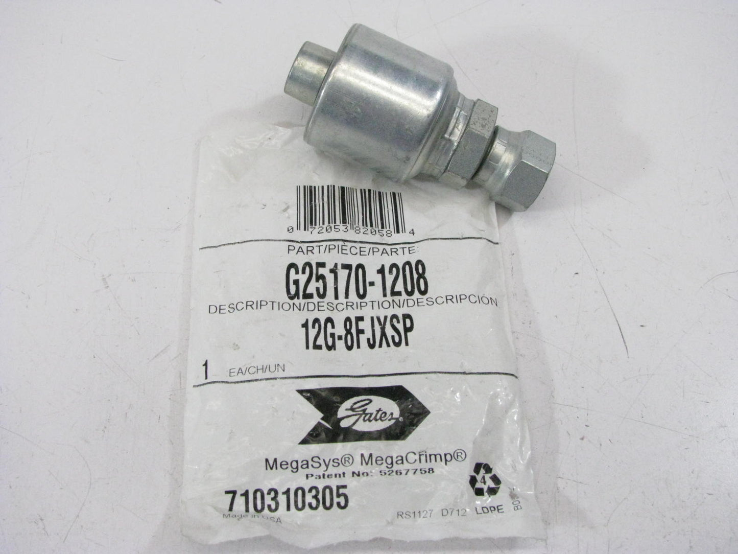 Gates G25170-1208 Hydraulic Fitting Straight Female JIC 37 Flare Swivel 3/4 Hose
