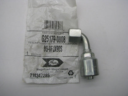 Gates G25179-0808 90 Degree Bent Tube Female JIC 37 Deg Flare Swivel Megacrimp