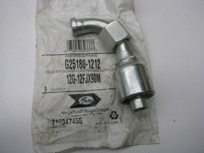 Gates G25180-1212 90 Degree Bent Tube Female JIC 37 Deg Flare Swivel Megacrimp