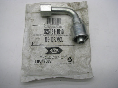 Gates G25181-1010 90 Degree Bent Tube Female JIC 37 Deg Flare Swivel Megacrimp