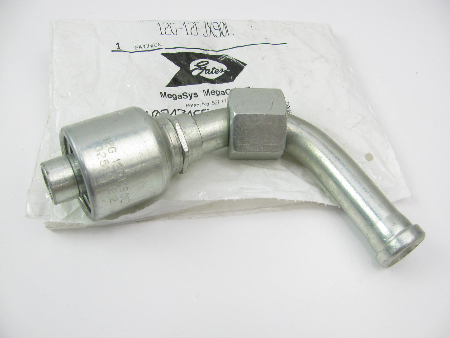 Gates G25181-1212 Hydraulic Fitting 90 Deg Bent Tube Female JIC 37 Deg 3/4'' Hose