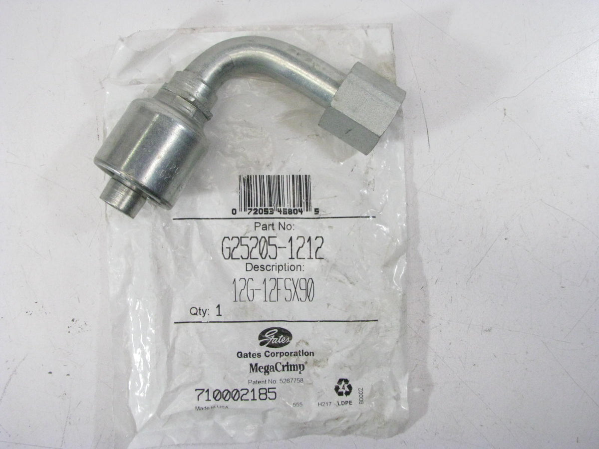 Gates G25205-1212 Hydraulic Fitting 90 Bent Tube Female SAE 45 Flare 3/4'' Hose