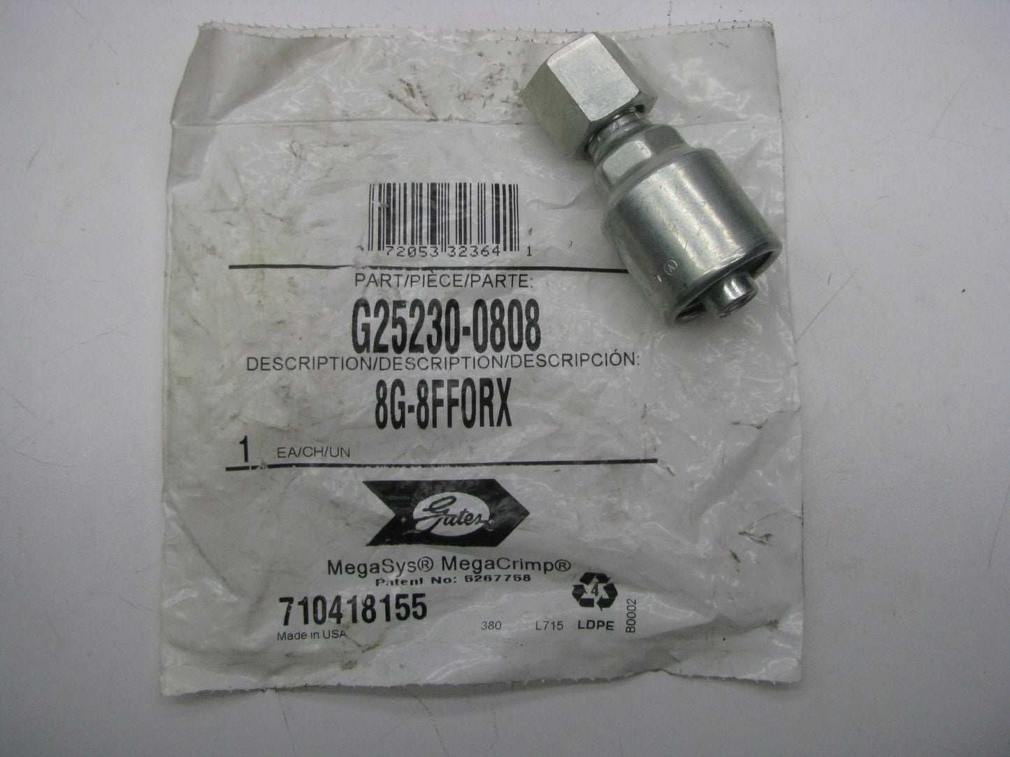Gates G25230-0808 Straight 8 Hose Fitting Female Flat Face Swivel G25 Coupler