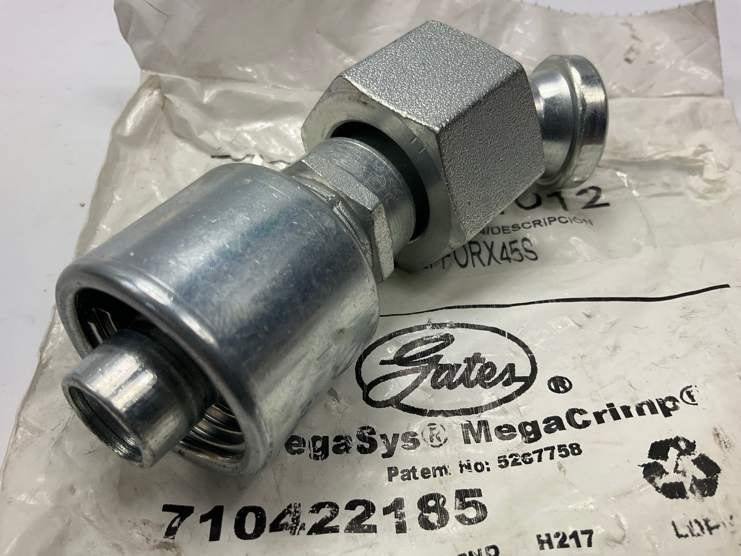 Gates G25235-1012 45° Tube Female Flat-Face O-Ring Swivel Hydraulic Fitting, 5/8