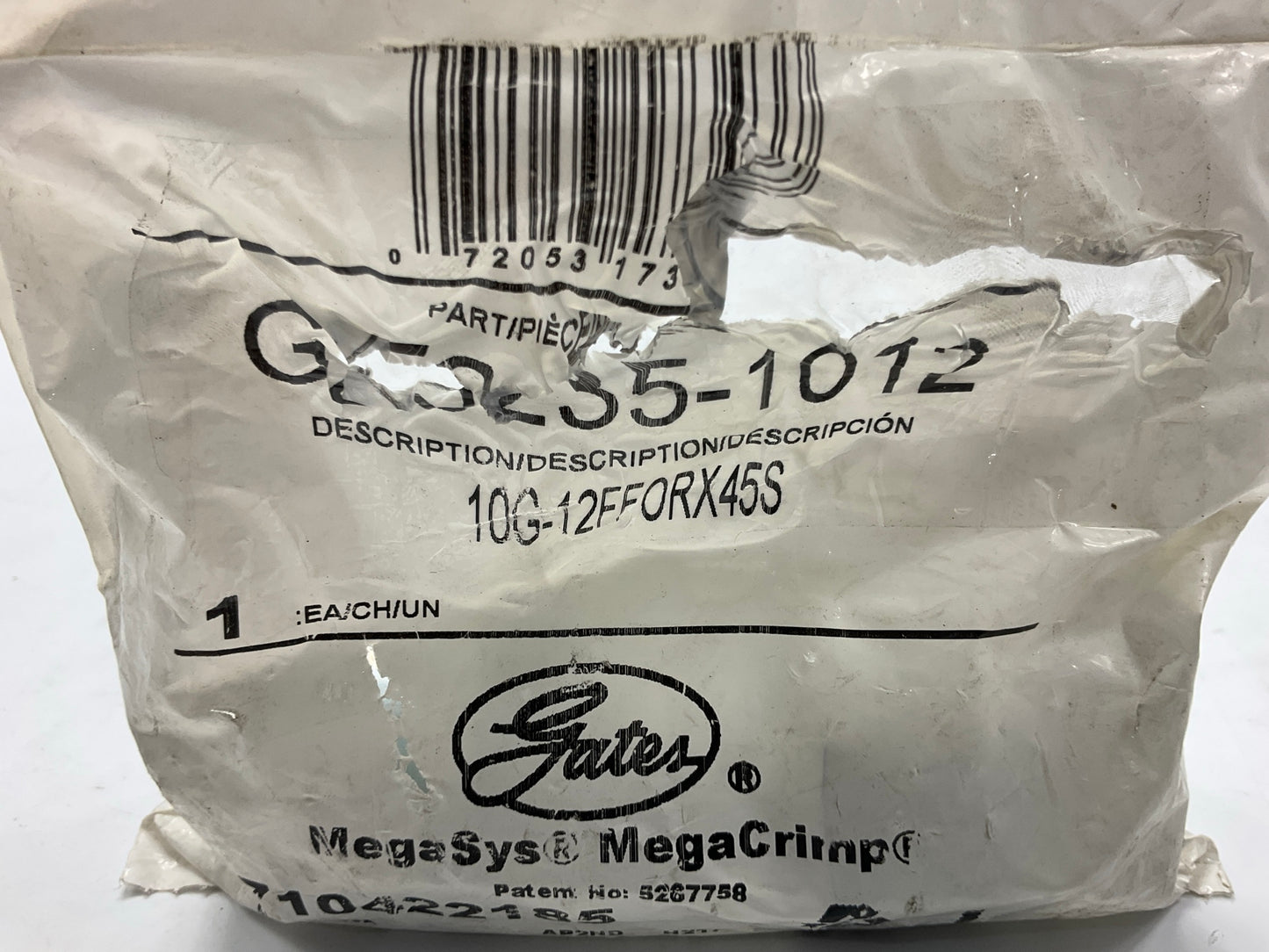 Gates G25235-1012 45° Tube Female Flat-Face O-Ring Swivel Hydraulic Fitting, 5/8