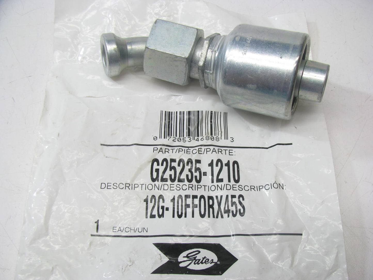 Gates G25235-1210 Hydraulic Fitting 45 Deg Bent Tube Female Swivel G25 3/4'' Hose