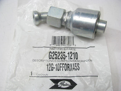 Gates G25235-1210 Hydraulic Fitting 45 Deg Bent Tube Female Swivel G25 3/4'' Hose
