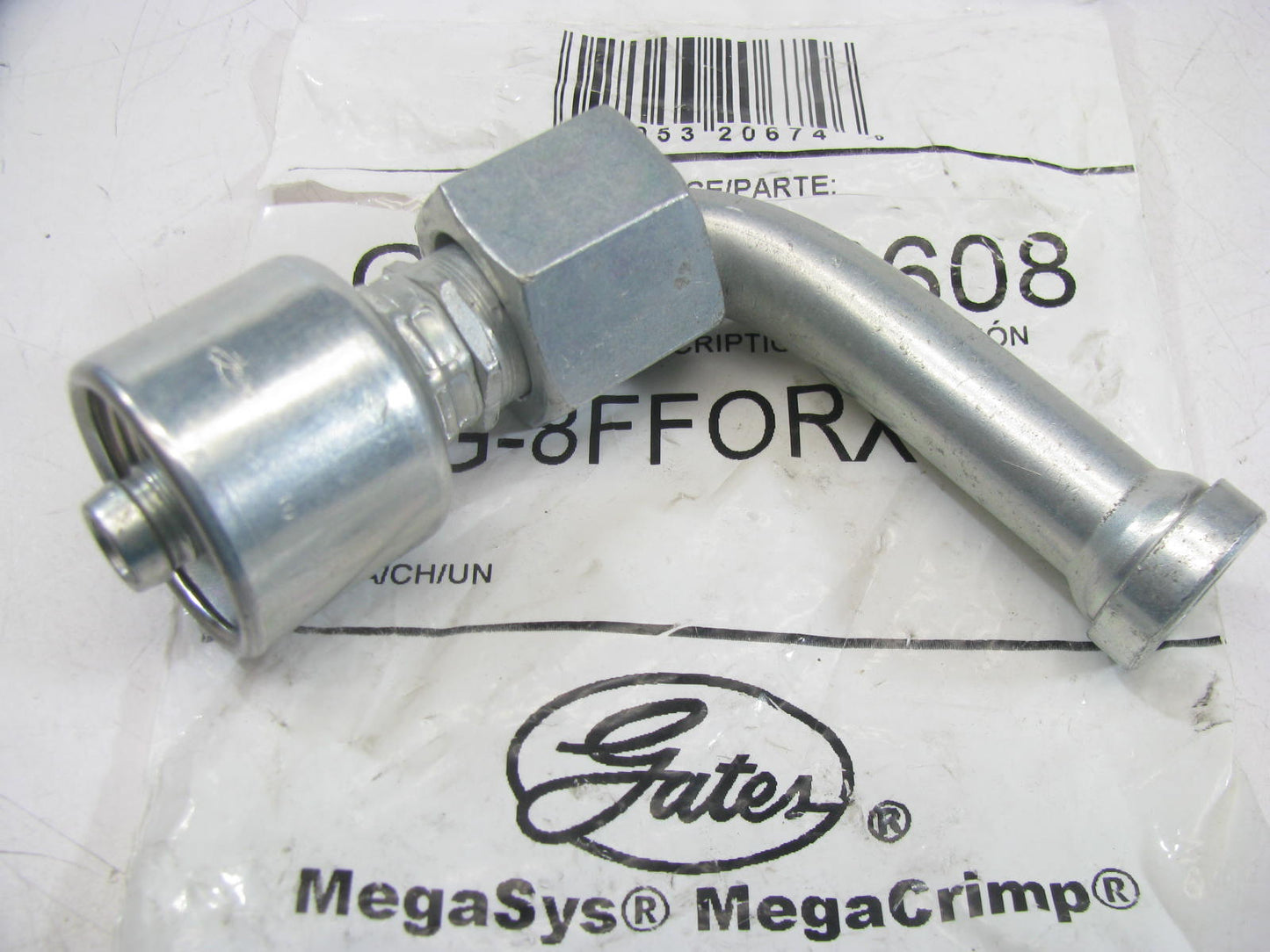 Gates G25241-0608 Hydraulic Fitting 90 Bent Tube Female Flat Swivel 3/8'' Hose