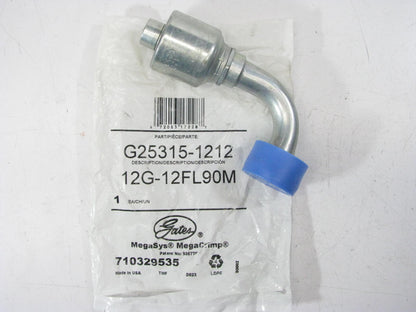 Gates G25315-1212 Hydraulic Fitting 90 Bent Tube Code 61 Megacrimp G25 3/4'' Hose