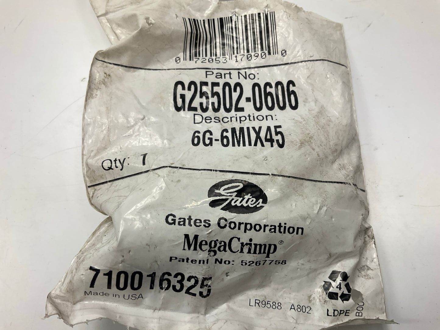 Gates G25502-0606 45° Tube SAE Male Inverted Swivel Hydraulic Fitting, 3/8''