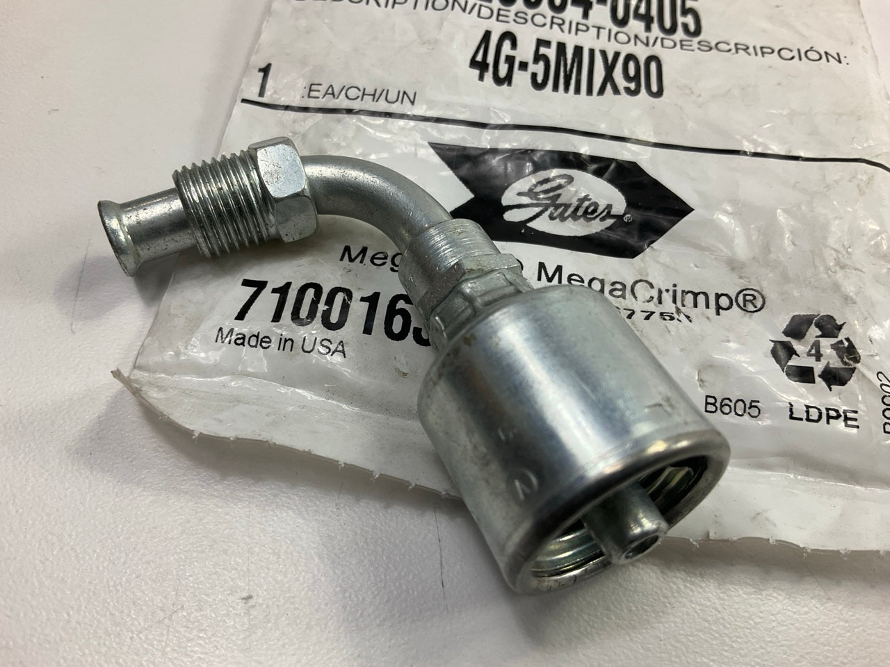 Gates G25504-0405 90 Degree SAE Male Inverted Swivel Hydraulic Fitting 1/4'' Hose
