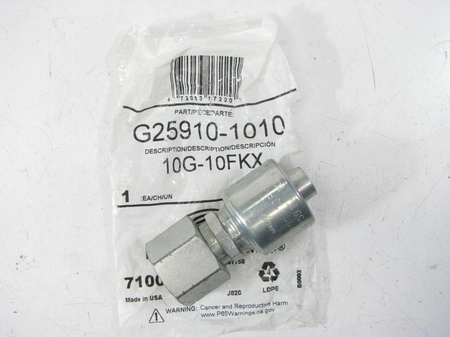 Gates G25910-1010 Hydraulic Fitting Female Komatsu Swivel Straight 5/8'' Hose