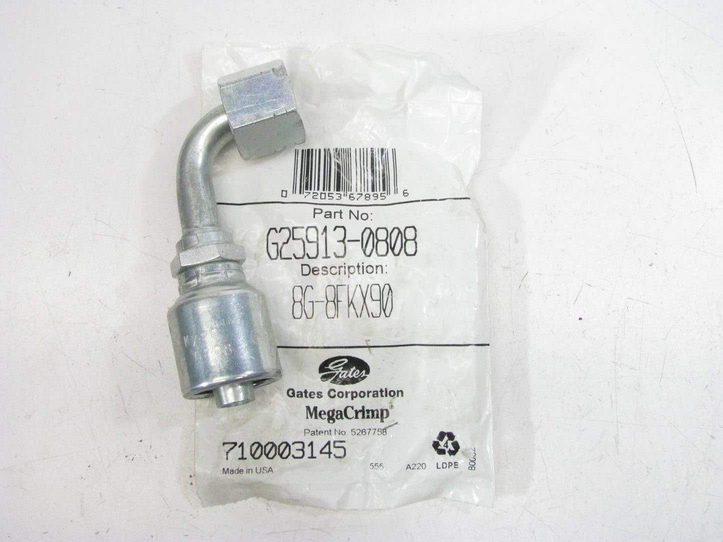 Gates G25913-0808 Hydraulic Fitting Female Komatsu Metric 90 Degree 1/2'' Hose