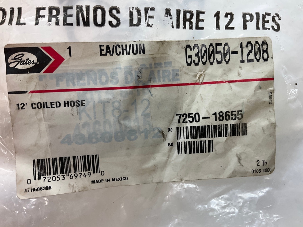 Gates G30050-1208 - 1/2'' X 12'' Coiled Air Brake Tubing Air Brake Hose Set