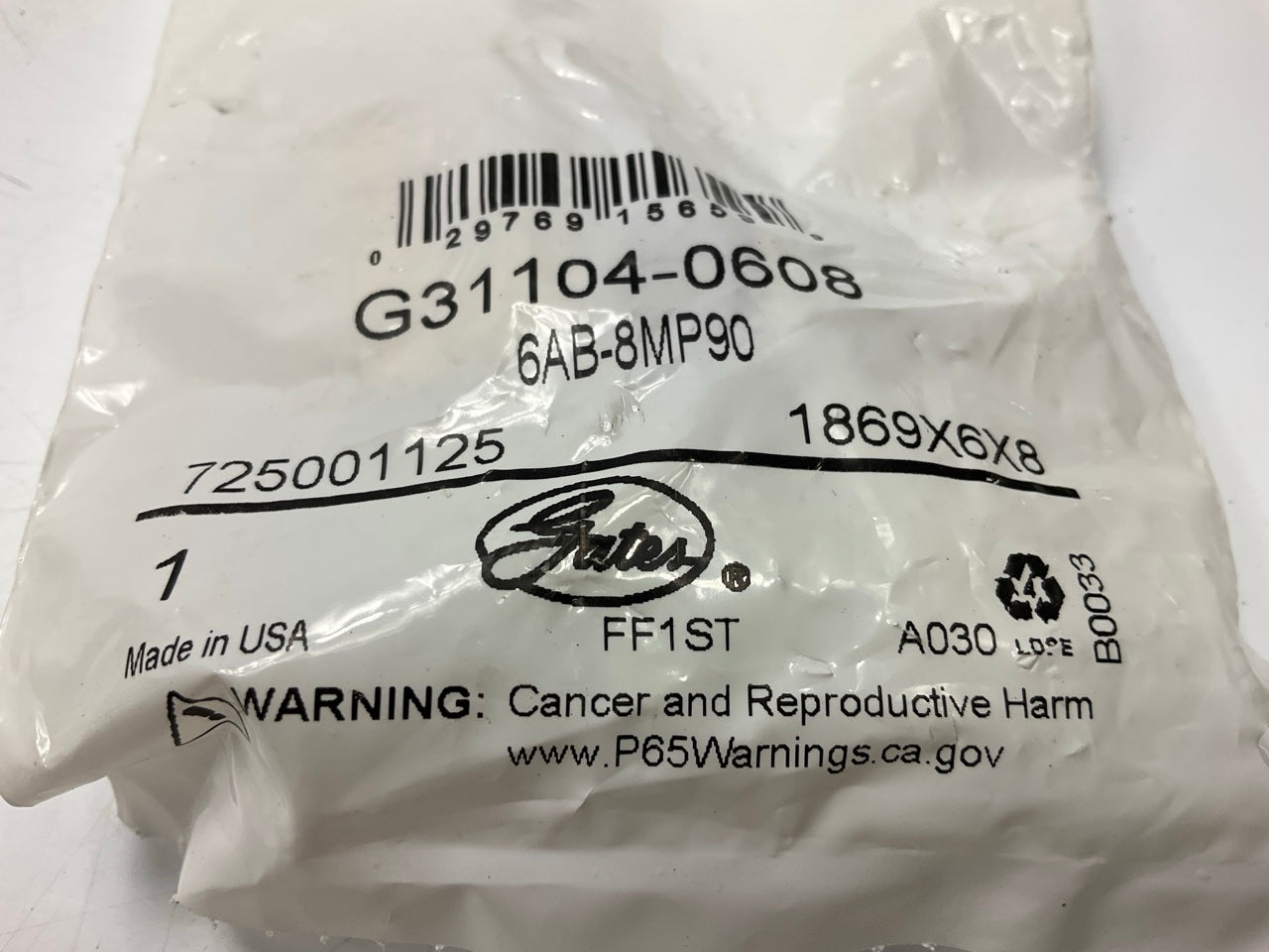 Gates G31104-0608 90° Air Brake To Male Pipe, 3/8'' X 1/2''-14 - 6AB-8MP90