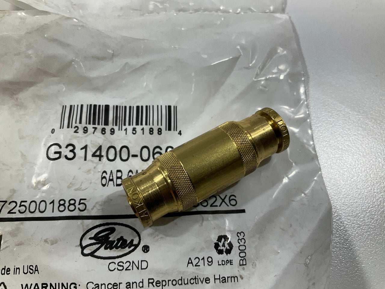 Gates G31400-0606 SureLok 3/8'' X 1.74'' Air Brake Union Coupling Fitting