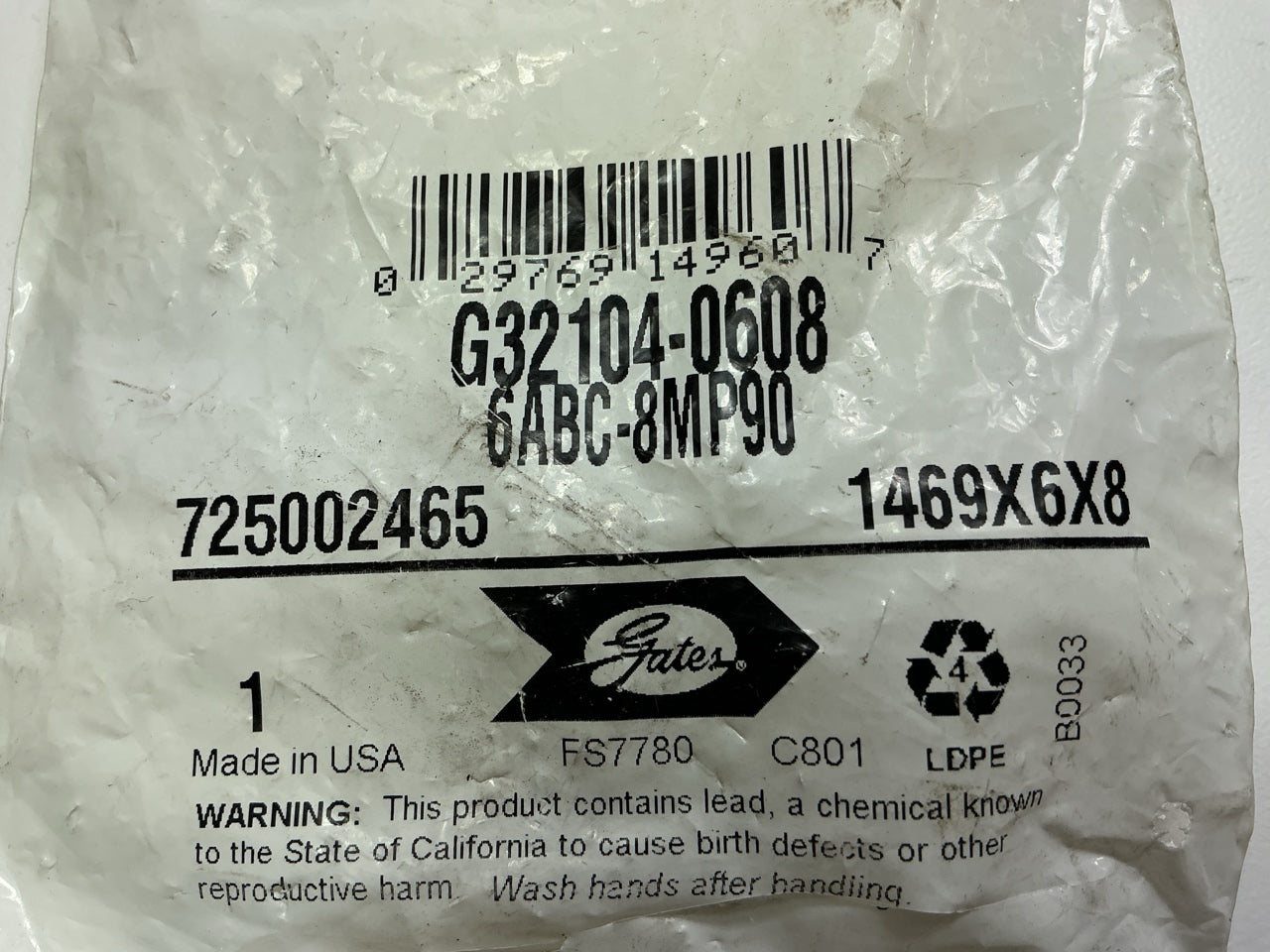 Gates G32104-0608 Air Brake To Male Pipe, 90° Angle, 3/8'' OD, 1/2-14 Thread
