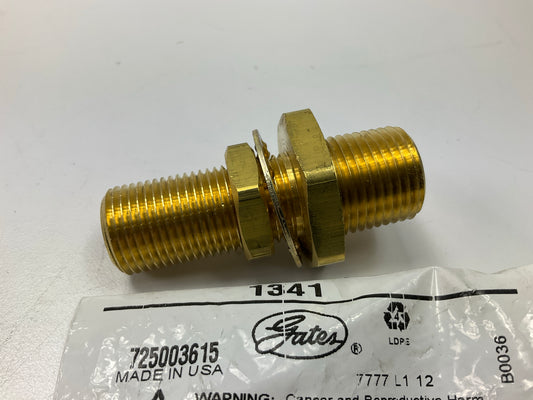 Gates G33302-0804 Male Pipe To Female Pipe Bulkhead Long, 1/2''-14 To 1/4''-18