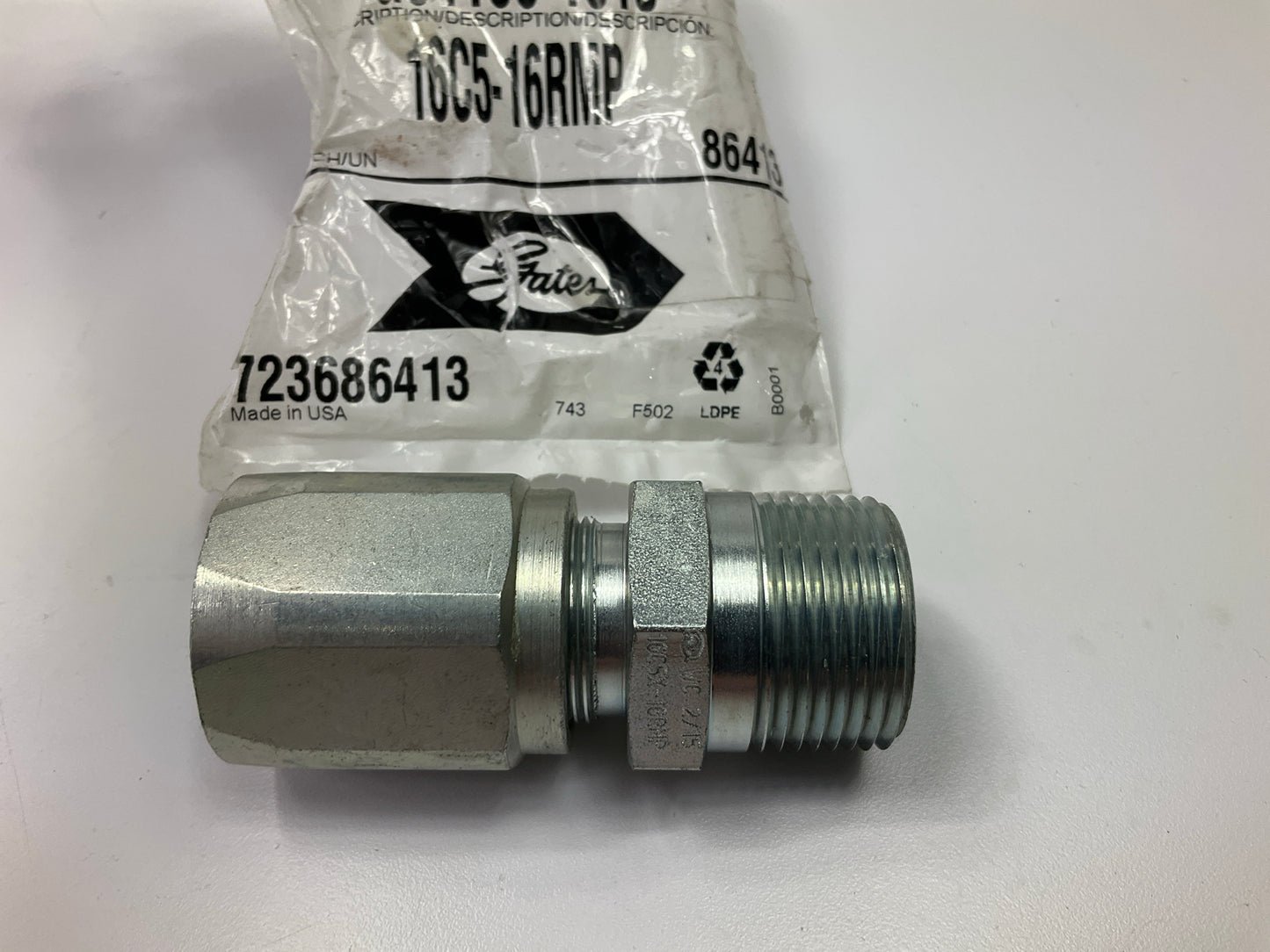 Gates G34100-1616 NPTF - 30° Cone Seat Hydraulic Fitting, 7/8'' - 16C5-16RMP