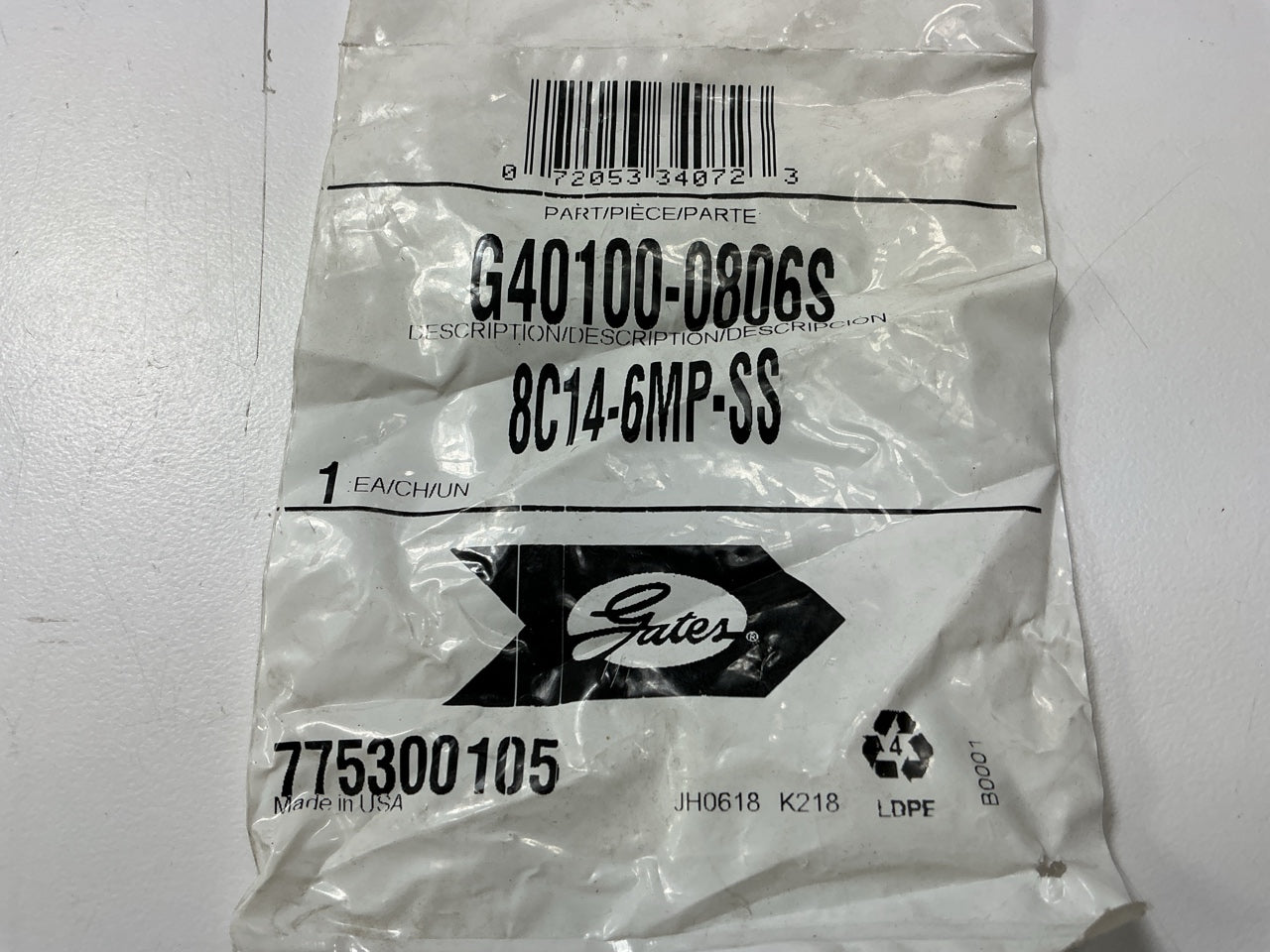 G40100-0806S Stainless Steel Male Pipe (NPTF - 30° Cone Seat) Hydraulic Fitting
