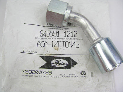 Gates G45591-1212 Hydraulic Fitting 5/8'' Female SAE Tube O-Ring Nut Swivel 45°