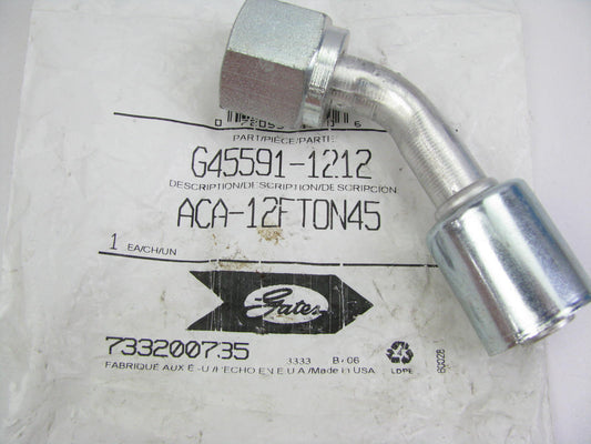 Gates G45591-1212 Hydraulic Fitting 5/8'' Female SAE Tube O-Ring Nut Swivel 45°