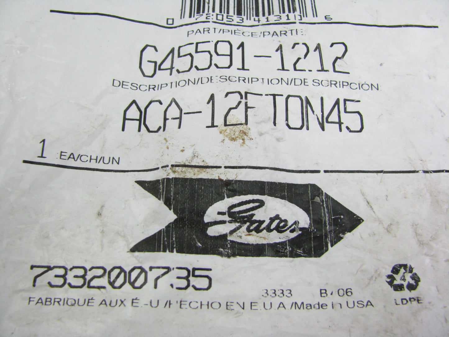 Gates G45591-1212 Hydraulic Fitting 5/8'' Female SAE Tube O-Ring Nut Swivel 45°