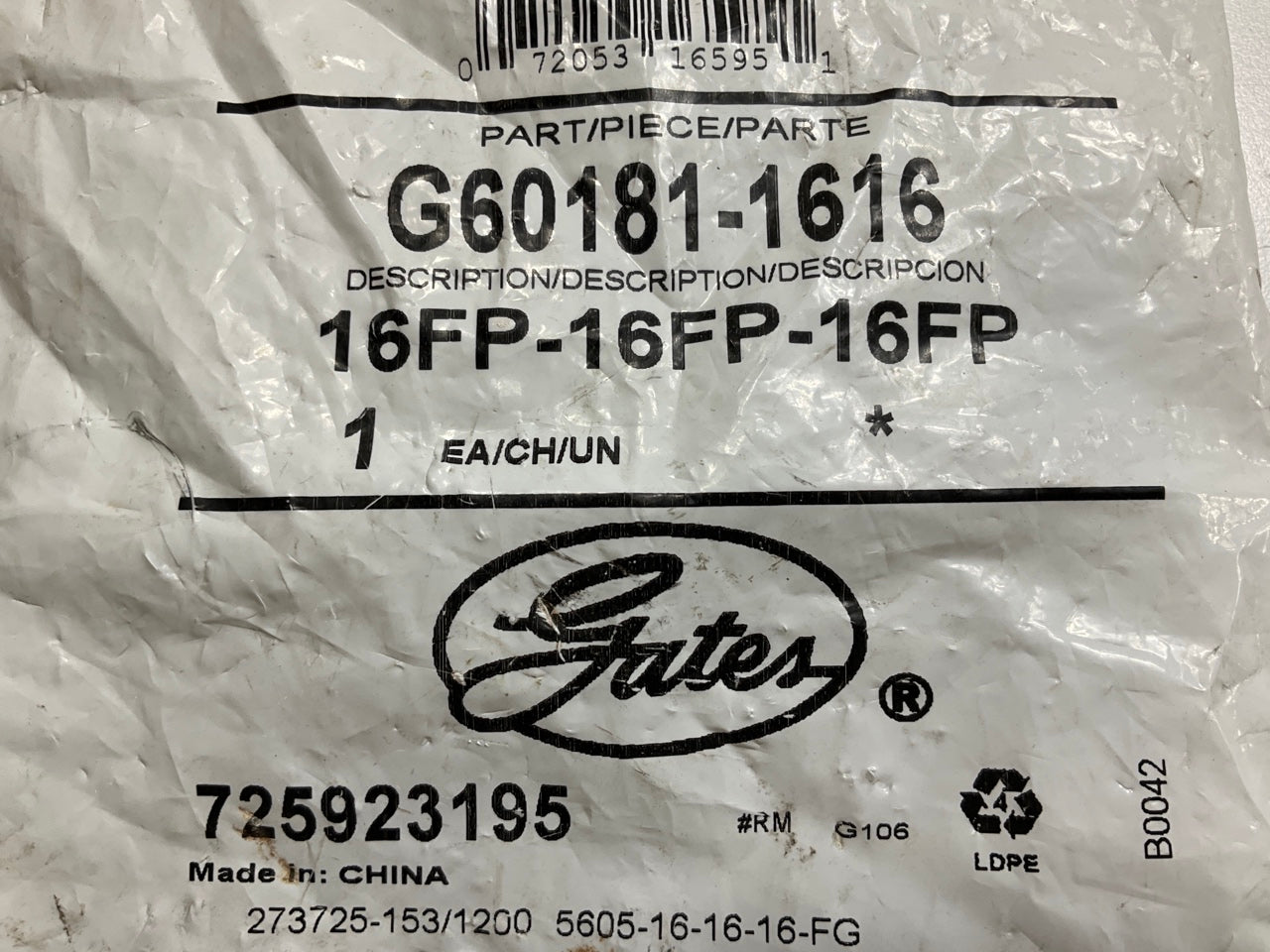 Gates G60181-1616 Female Pipe NPTF Tee Hydraulic Fitting, 16FP-16FP-16FP