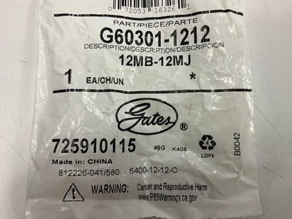 Gates G60301-1212 Male O-Ring Boss To Male JIC 37° Flare, 1-1/16-12 Thread
