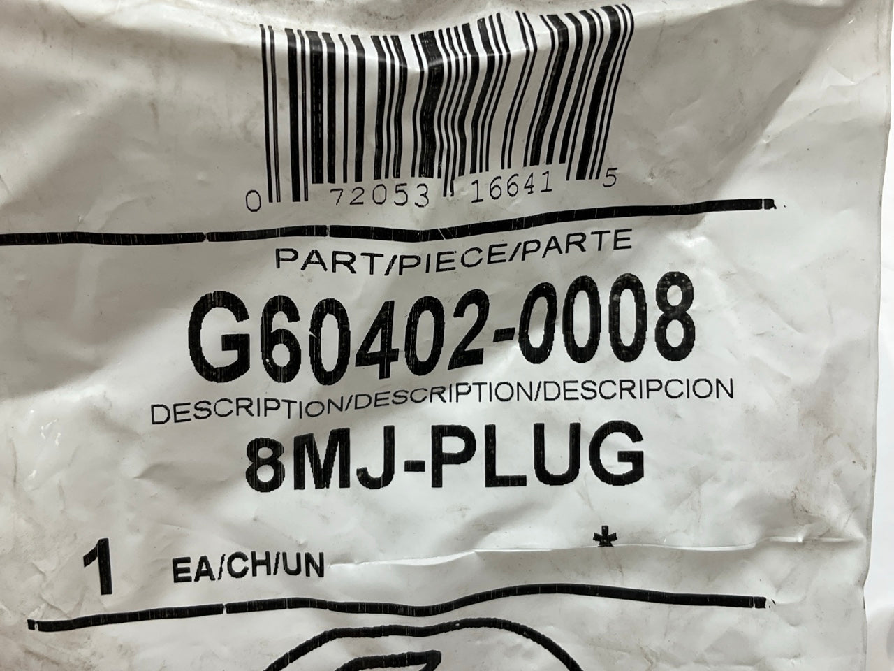 Gates G60402-0008 Male JIC 37° Flare Plug, 3/4''-16 - 8MJ-PLUG