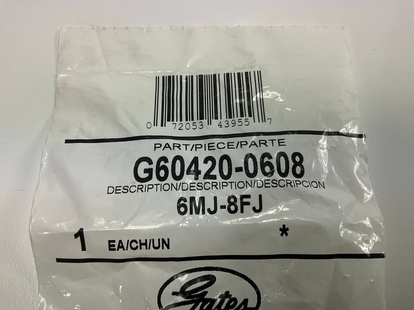 Gates G60420-0608 Male JIC 37° Flare To Female JIC 37° Flare Adapter - 6MJ-8FJ