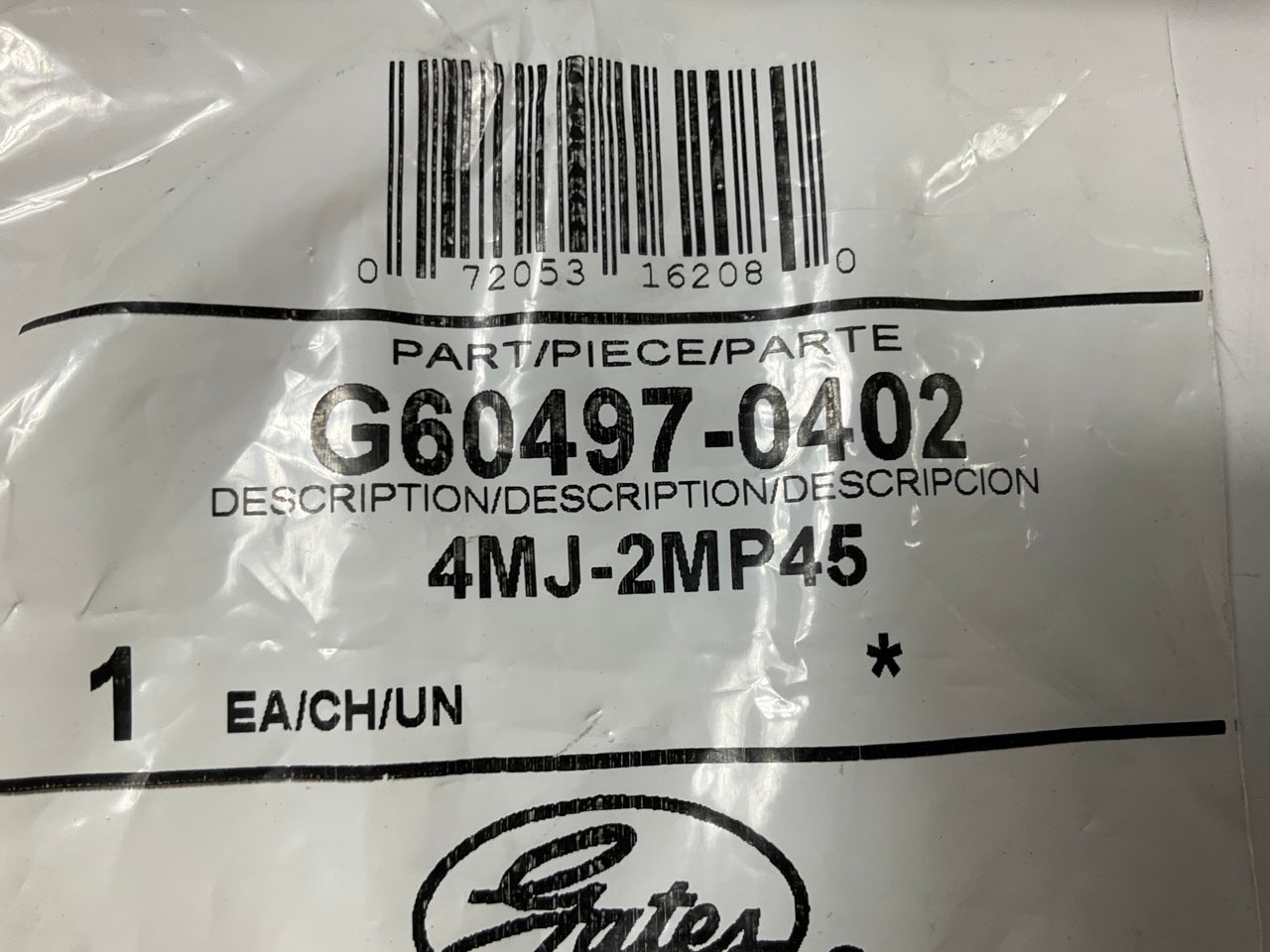 Gates G60497-0402 7/16''-20 Male JIC 37 Flare To Male Pipe NPTF 45 Degree Adapter