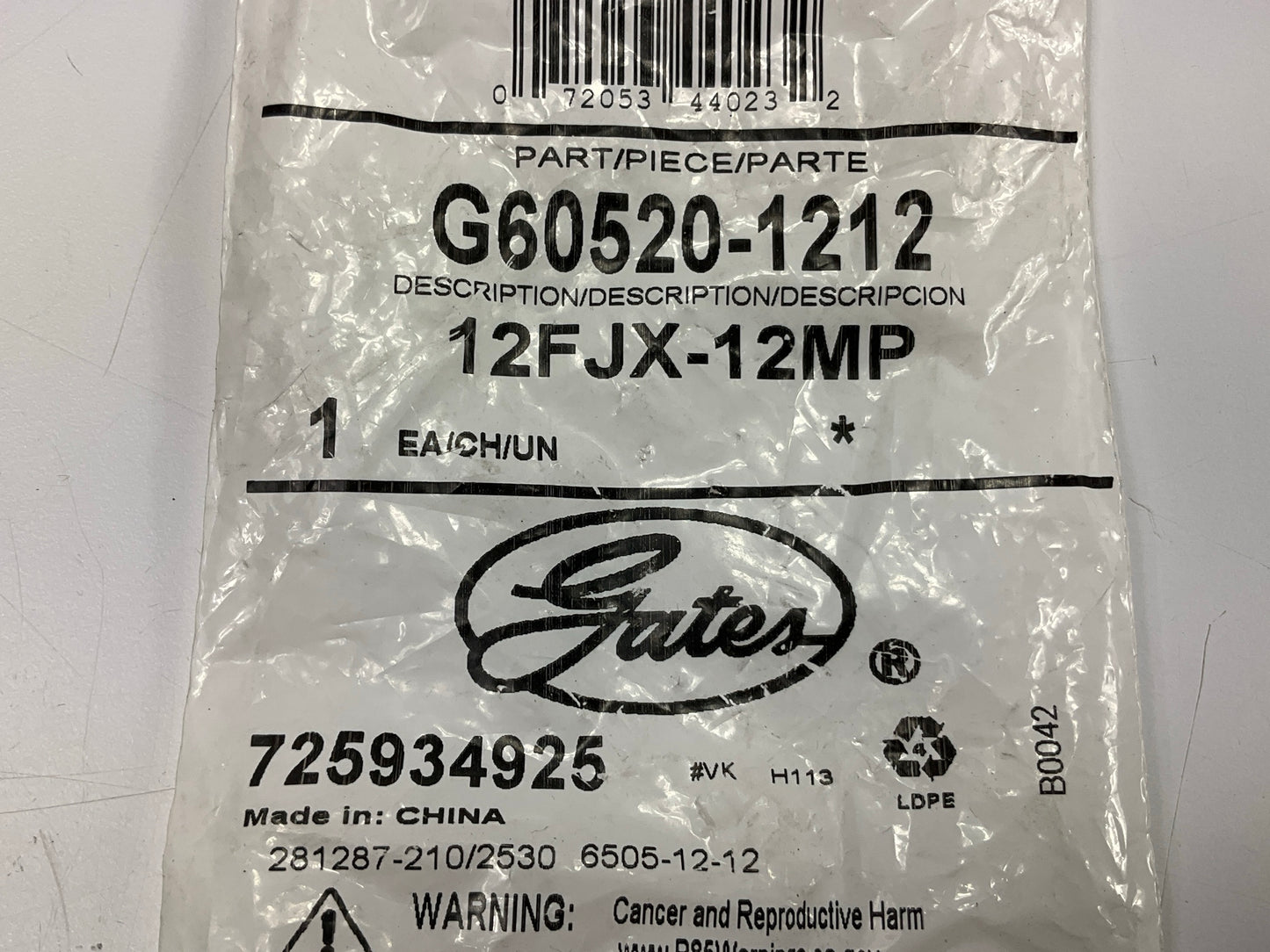 Gates G60520-1212 Female JIC 37° Flare Swivel To Male Pipe NPTF 1-1/16-12 Thread
