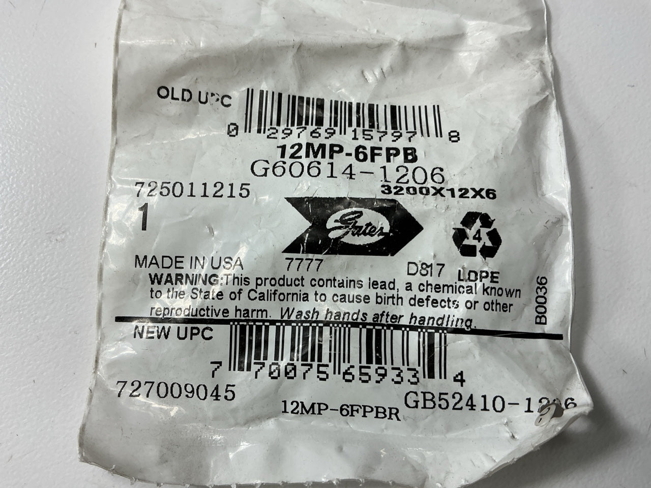 Gates G60614-1206 Male Pipe 3/4''-14 To Female 3/8''-18 Pipe Brass Reducer