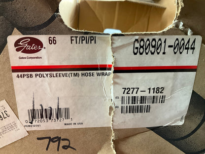 66 FEET - Gates G80901-0044 Hydraulic Hose Poly Wrap Protective Sleeve 2.62-3.11
