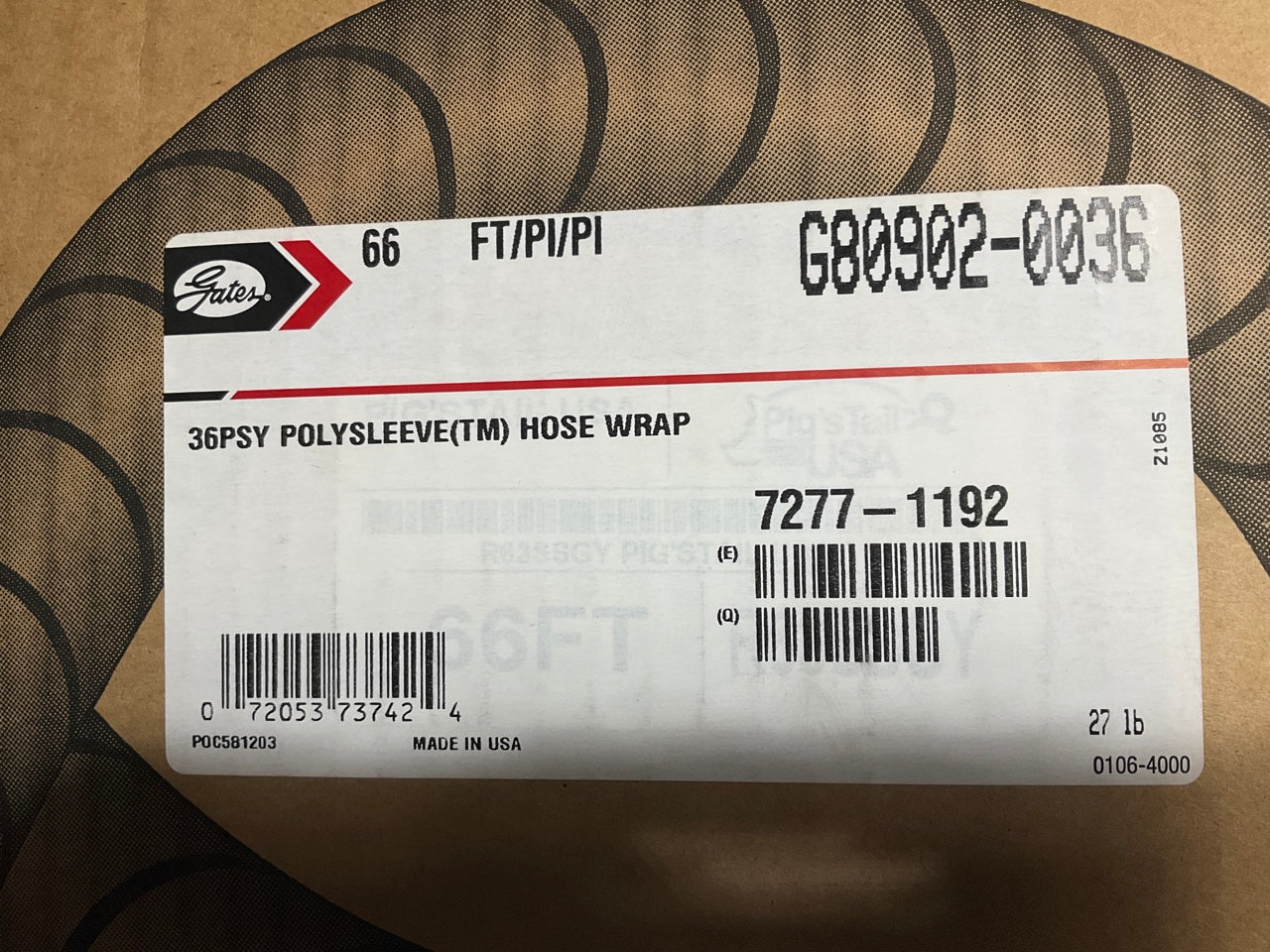 66 FEET - Gates G80902-0036 Hydraulic Hose Poly Protective Sleeve Wrap 2.19-2.61