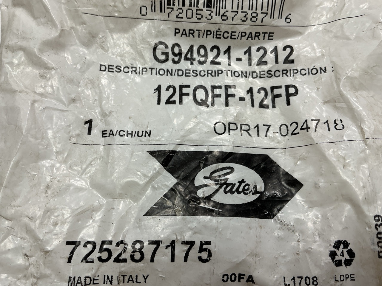 Gates G94921-1212 Female Flush Face Valve To Female Pipe 3/4''-14 Thread