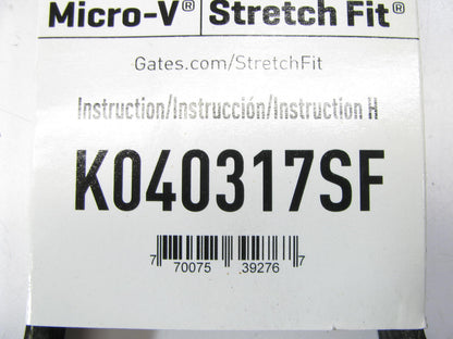 Gates K040317SF Stretch Fit Serpentine Belt - 0.42'' X 32.25'' - 3 Ribs